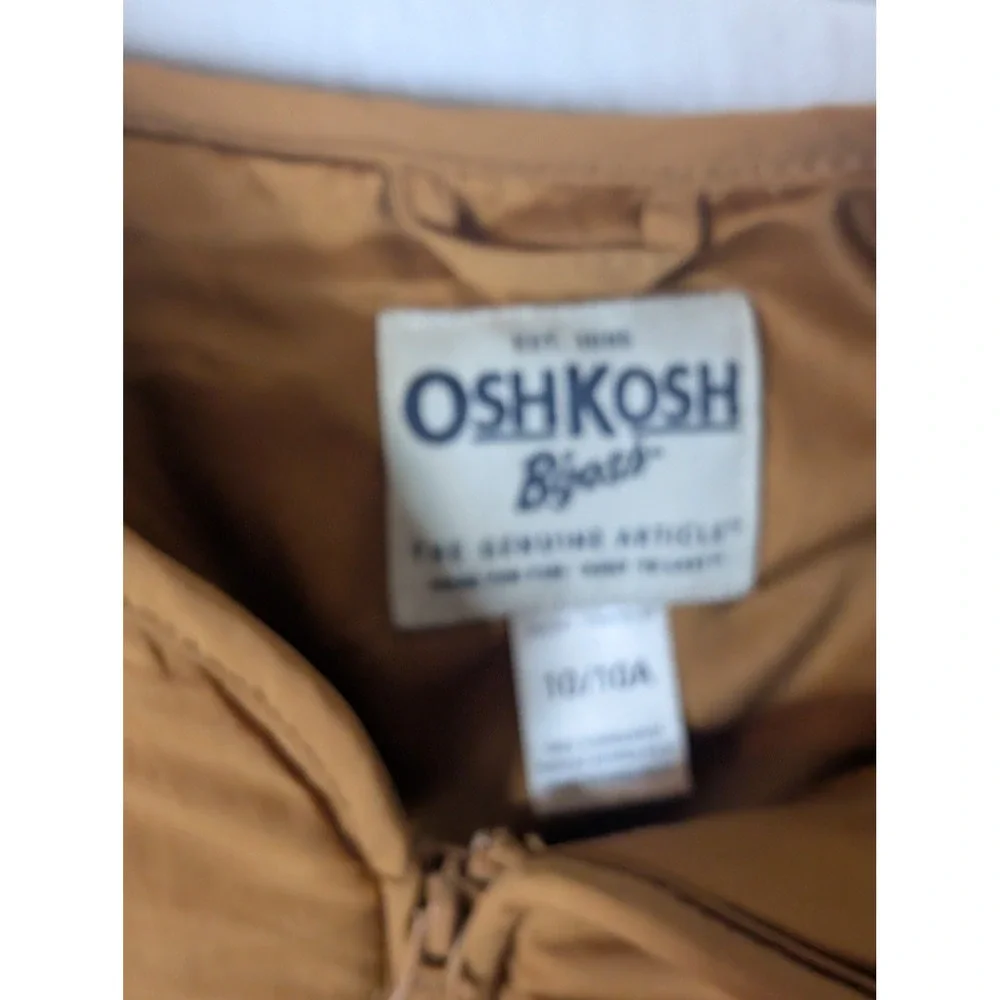 OshKosh Quilted Liner Jacket Kids 10 Brown Full Zip Diamond Pattern Pockets